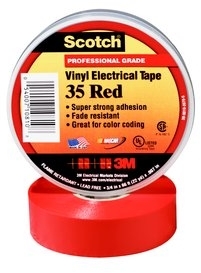 3M 7000031668 Scotch 35, красная, изоляционная лента высшего класса, 19мм х 20м х0,18мм