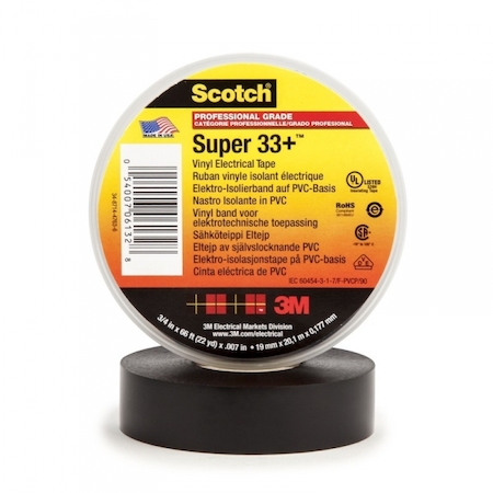 3M 7000042541 Scotch Super 33+ изоляционная лента высшего класса, 19мм х 20м х 0,18мм