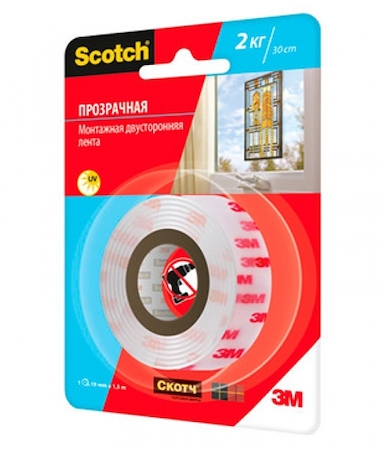 3M 7100094887 40041915 Клейкая монтажная лента Scotch, прозрачная, 19мм х 1,5м