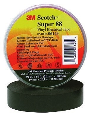 3M 7000006092 Scotch Super 88 изоляционная лента высшего класса, 19мм х 20м х 0,22мм