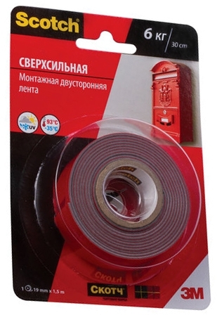 3M 7100094889 40021915 Клейкая монтажная лента Scotch, сверхпрочная, 19мм х 1,5м