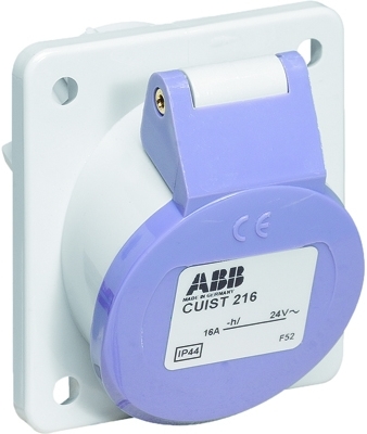 ABB 2CMA179313R1000 Розетка панельная с угловым фланцем CUIST216, 16А, 2P, 20-25В, AC, IP44