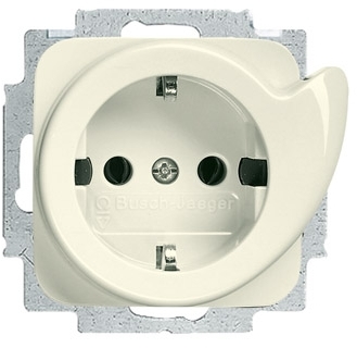 ABB 2011-0-2597 Розетка SCHUKO 16А 250В с выталкивателем вилки, серия Busch-Duro 2000 SI, цвет слоновая кость