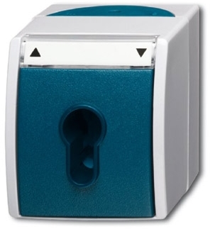 ABB 1101-0-0916 Выключатель жалюзи с ключом (для замка) 2-полюсный, IP44, серия ocean, цвет серый/сине-зелёный