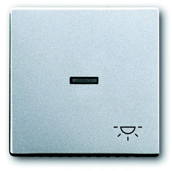 ABB 1751-0-2951 Клавиша для механизма 1-клавишного выключателя/переключателя/кнопки, с прозрачной линзой и символом "СВЕТ", серия solo/future, цвет серебристо-алюминиевый