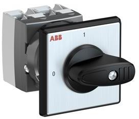 ABB 1SCA126433R1001 OC25 Cam switch, Ith=25A, ON-OFF, 1-contacts, Snap-on door mounting, Black Basic handle