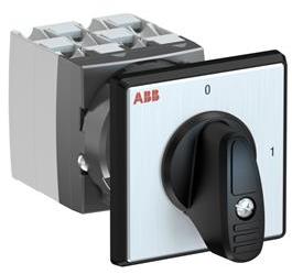 ABB 1SCA126482R1001 OC25 Cam switch, Ith=25A, ON-OFF, 4-contacts, Snap-on door mounting, Black Basic handle