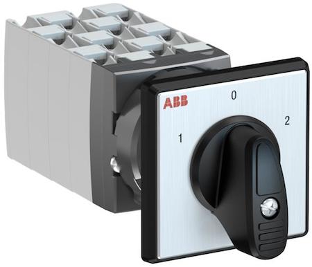 ABB 1SCA126506R1001 OC25 Cam switch, Ith=25A, Change-Over, 8-contacts, Snap-on door mounting, Black Basic handle