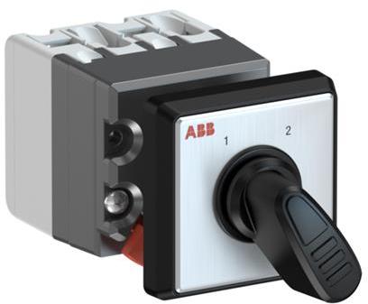 ABB 1SCA126517R1001 OC10 Cam switch, Ith=10A, Change-Over, 2-contacts, Snap-on door mounting, Black Basic handle