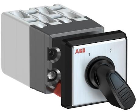 ABB 1SCA126518R1001 OC10 Cam switch, Ith=10A, Change-Over, 4-contacts, Snap-on door mounting, Black Basic handle
