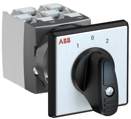 ABB 1SCA126513R1001 OC25 Cam switch, Ith=25A, Change-Over, 4-contacts, Snap-on door mounting, Black Basic handle