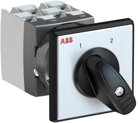 ABB 1SCA126526R1001 OC25 Cam switch, Ith=25A, Change-Over, 4-contacts, Snap-on door mounting, Black Basic handle