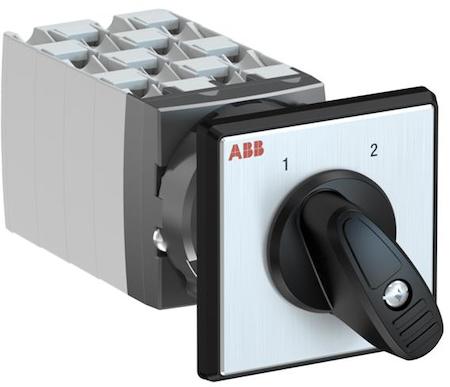 ABB 1SCA126533R1001 OC25 Cam switch, Ith=25A, Change-Over, 8-contacts, Snap-on door mounting, Black Basic handle