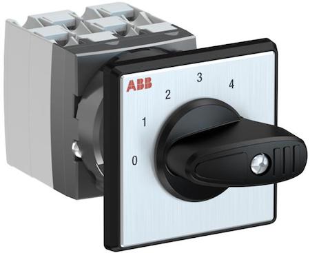 ABB 1SCA126589R1001 OC25 Cam switch, Ith=25A, Multi-Step, 4-contacts, Snap-on door mounting, Black Basic handle
