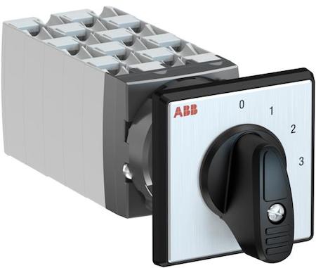 ABB 1SCA126573R1001 OC25 Cam switch, Ith=25A, Multi-Step, 9-contacts, Snap-on door mounting, Black Basic handle