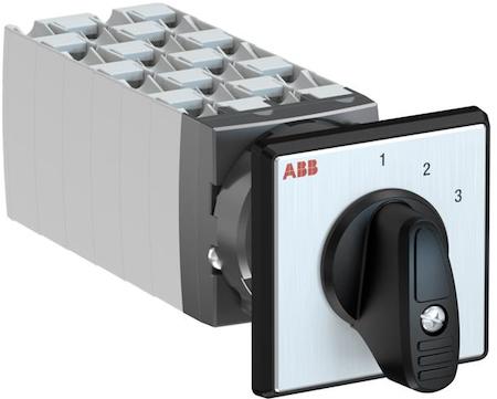 ABB 1SCA126585R1001 OC25 Cam switch, Ith=25A, Multi-Step, 12-contacts, Snap-on door mounting, Black Basic handle