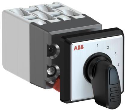 ABB 1SCA126592R1001 OC10 Cam switch, Ith=10A, Multi-Step, 4-contacts, Snap-on door mounting, Black Basic handle