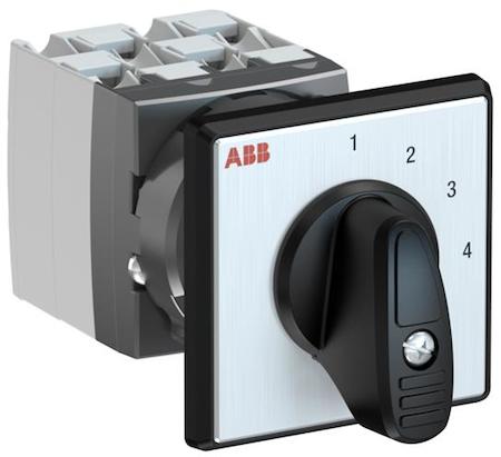 ABB 1SCA126595R1001 OC25 Cam switch, Ith=25A, Multi-Step, 4-contacts, Snap-on door mounting, Black Basic handle