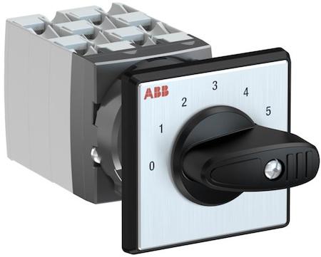 ABB 1SCA126602R1001 OC25 Cam switch, Ith=25A, Multi-Step, 5-contacts, Snap-on door mounting, Black Basic handle
