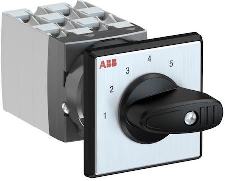 ABB 1SCA126606R1001 OC25 Cam switch, Ith=25A, Multi-Step, 5-contacts, Snap-on door mounting, Black Basic handle