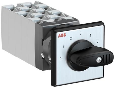 ABB 1SCA126603R1001 OC25 Cam switch, Ith=25A, Multi-Step, 10-contacts, Snap-on door mounting, Black Basic handle