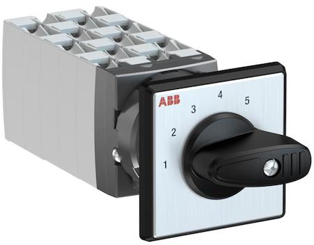 ABB 1SCA126607R1001 OC25 Cam switch, Ith=25A, Multi-Step, 10-contacts, Snap-on door mounting, Black Basic handle