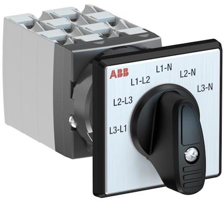 ABB 1SCA126657R1001 OC25 Cam switch, Ith=25A, Voltmeter, 6-contacts, Snap-on door mounting, Black Basic handle