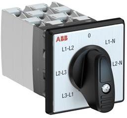 ABB 1SCA126662R1001 OC25 Cam switch, Ith=25A, Voltmeter, 6-contacts, Screw and door mounting, Black Basic handle