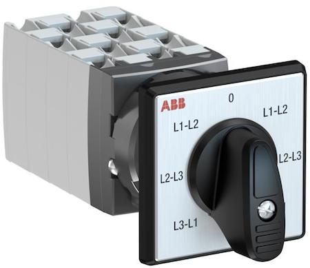 ABB 1SCA126664R1001 OC25 Cam switch, Ith=25A, Voltmeter, 8-contacts, Snap-on door mounting, Black Basic handle