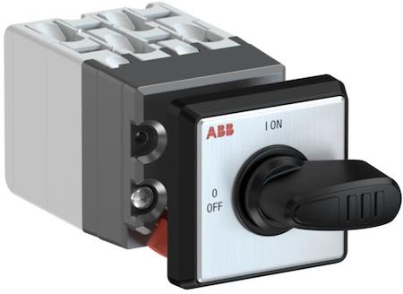 ABB 1SCA135000R1001 OC10 Cam switch, Ith=10A, ON-OFF, 4-contacts, Snap-on door mounting, Black Basic handle