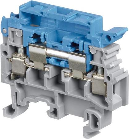 ABB 1SNA115659R0700 grey/blue Screw Clamp Terminal Blocks M4/8.SN with disconnect link bar locked on blue grip