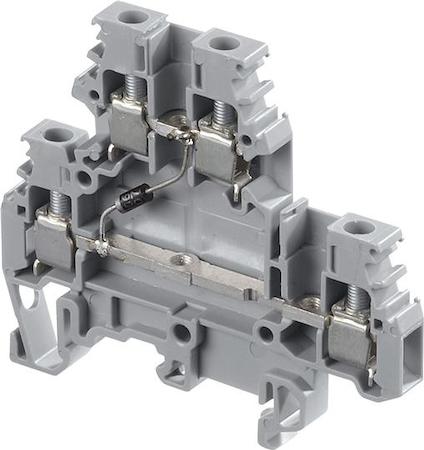 ABB 1SNA115184R0400 grey Screw Clamp Terminal Blocks M4/6.DD1 equipped with one 1N 4007 diode with two connections per anode and cathode (1000 V peak - 250 V service - 1 A)