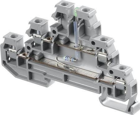 ABB 1SNA115547R1700 grey Screw Clamp Terminal Blocks D2.5/6.DAL2 with LED indicator between lower levels (green 24V=)