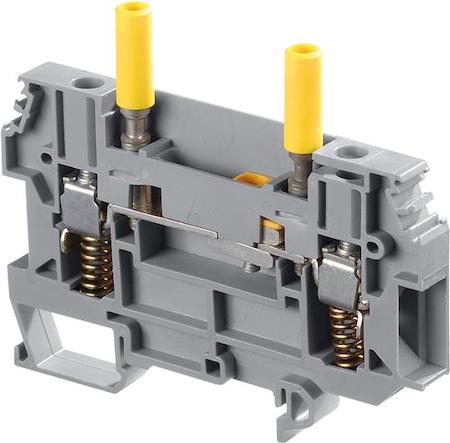 ABB 1SNA115831R0400 grey Screw Clamp Terminal Blocks D6/8.ST1.RS equipped with 2 test socket screws DIA. 4 mm / .16". Block equipped with pressure spring under the clamp for bare cable or equipped with bent ferrules.