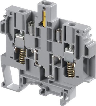 ABB 1SNA115678R0200 grey Screw Clamp Terminal Blocks M6/8.STP.RS equipped with 2 test sockets DIA. 4 mm / .16" pressure springs under wire clamps for bare wire or wire equipped with bent lug