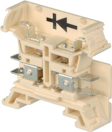 ABB 1SNA162988R2100 beige Railway Terminal Blocks HD6/14.SDH.1 Connection interruptible by plugs. For screw and solder diodes. Connection by 2 tabs for quick disconnects 6,3 x 0,8 mm (.248" x .031") on each side