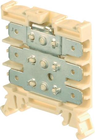 ABB 1SNA190316R2700 beige Railway Terminal Blocks HD2.5/6.3.3G.3G.1 1 circuit. 1 terminal block with 6 tabs for 6,3 x 0,8 mm (.248" x .031") quick connect with possible testing and transverse connection