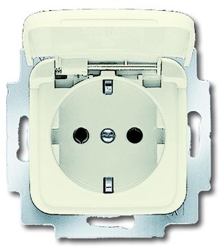 ABB 2018-0-1510 Розетка SCHUKO 16А 250В с крышкой, серия Busch-Duro 2000 SI, цвет слоновая кость