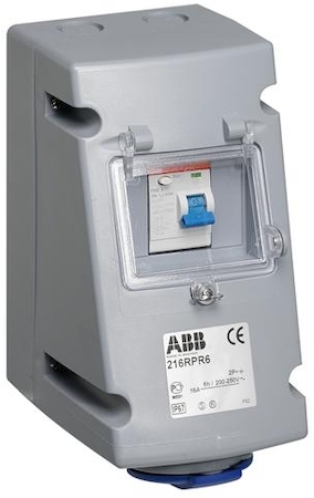 ABB 2CMA168283R1000 Socket-outlet with RCD, 6h, 30mA, 32A, IP44, 2P+E