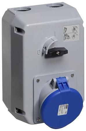 ABB 2CMA167995R1000 Switched interlocked socket-outlet, 9h, 32A, IP44, 3P+E