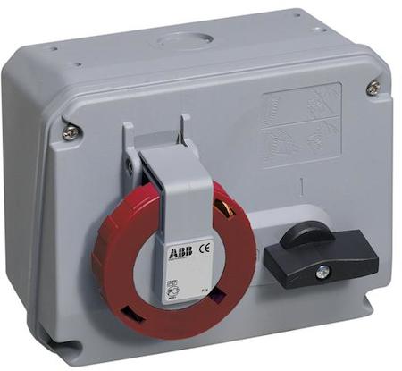 ABB 2CMA167677R1000 Switched interlocked socket-outlet, 6h, 32A, IP44, 3P+E