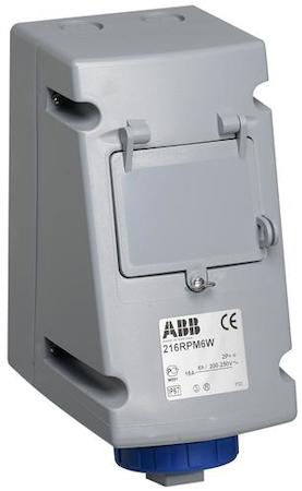 ABB 2CMA168197R1000 Socket-outlet with MCB, 6h, 16A, IP67, 2P+E