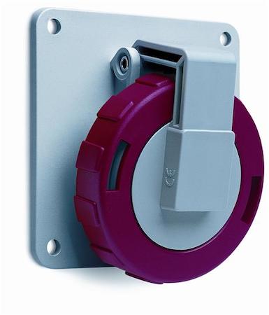 ABB 2CMA166982R1000 Socket-outlet, panel mounting, 6h, 32A, IP67, unified flange, angled, 3P+N+E