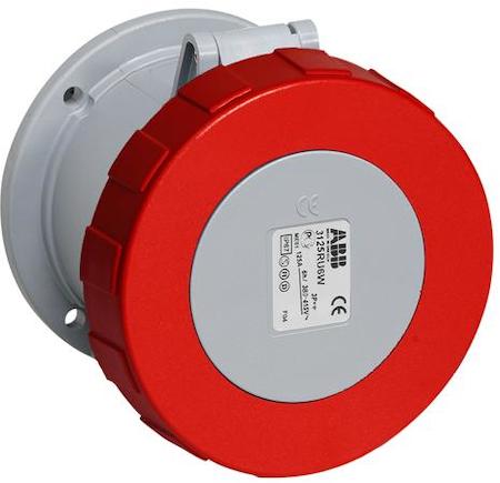 ABB 2CMA167142R1000 Socket-outlet, panel mounting, 6h, 125A, IP67, unified flange, straight, 3P+N+E