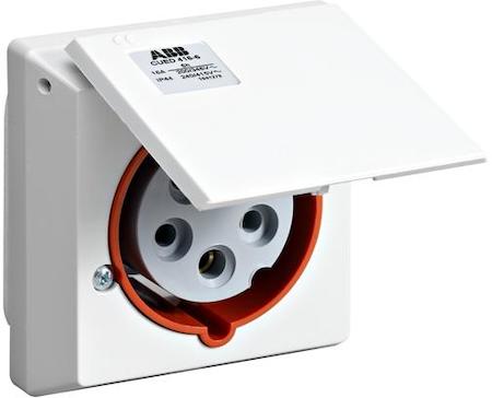 ABB 2CMA178698R1000 Surface socket-outlet, for flush mounting, 6h, 16A, IP44, 2P+E