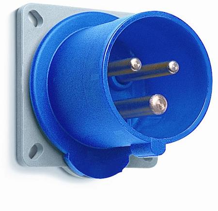 ABB 2CMA193338R1000 Inlet, panel mounting, 6h, 16A, IP44, minimized flange, straight, 2P+E