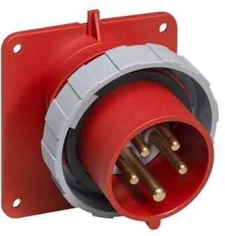 ABB 2CMA166664R1000 Inlet, panel mounting, 6h, 32A, IP67, unified flange, angled, 3P+N+E