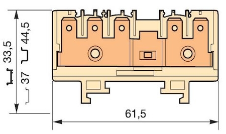 ABB 1SNA160621R0200 beige Railway Terminal Blocks HD6/9.5G 1 circuit. 1 terminal block with 5 tabs for 6,3 x 0,8 mm (.248" x .031") quick connect with possible testing and transverse connection