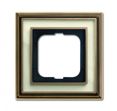 ABB 1754-0-4580 Рамка 1-постовая, серия Династия, Латунь античная, белое стекло