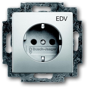 ABB 2013-0-5277 Розетка SCHUKO 16А 250В с защитными шторками с маркировкой "EDV", серия pur/сталь